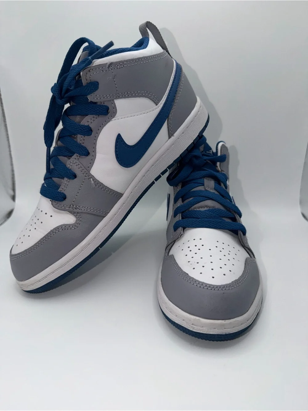 Nike Kids Mid-Top Sneakers - White, Gray & Blue